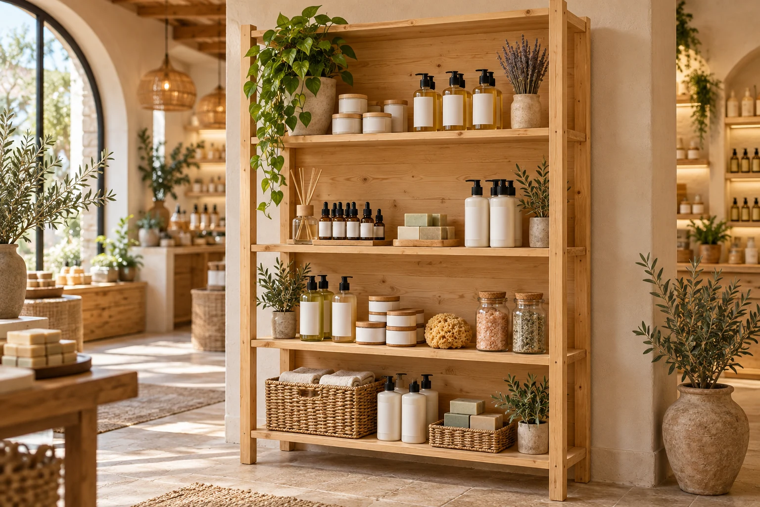 Présentoir commercial en bois